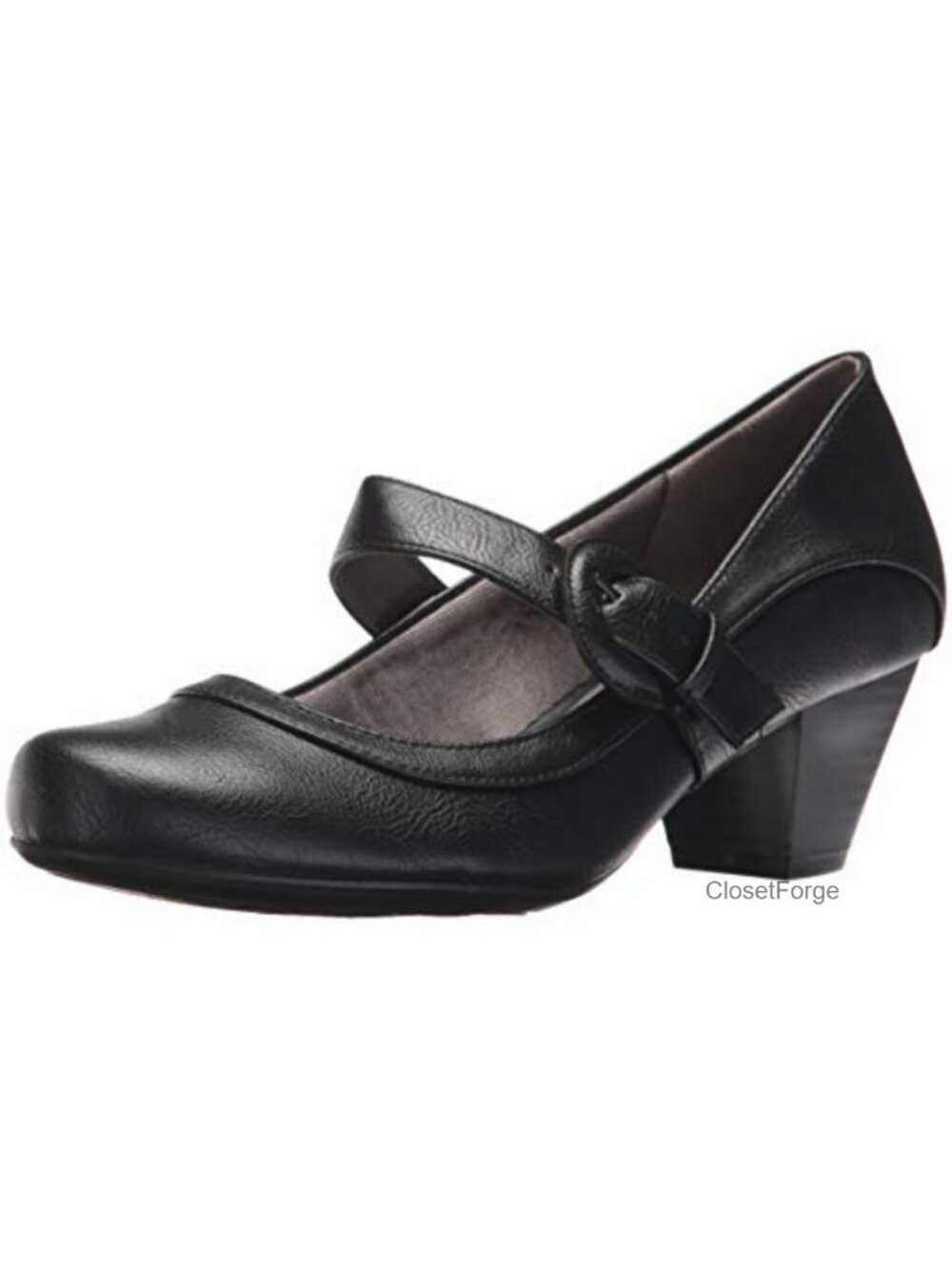 LifeStride Rozz Mary Jane Pumps Faux Leather Block Heel Slip-On Comfort Shoes